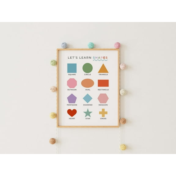 369 Prints geometric Shapes Chart Print | Kids Educational Poster Wall Art, Homeschool Montessori Boho Classroom Decor, Teacher S UNFRAMED, 8x12
