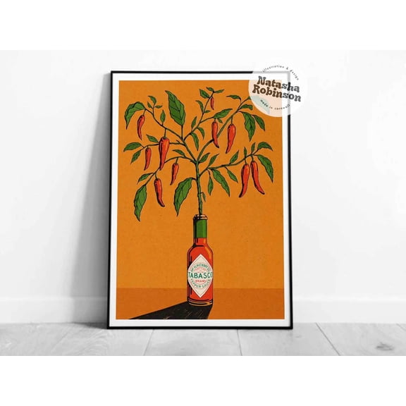 369 Prints hot Sauce & Chilli Wall Art Illustration Illustrated Print A4 Mexico Mexican Kitchen Spice, Poster Only
