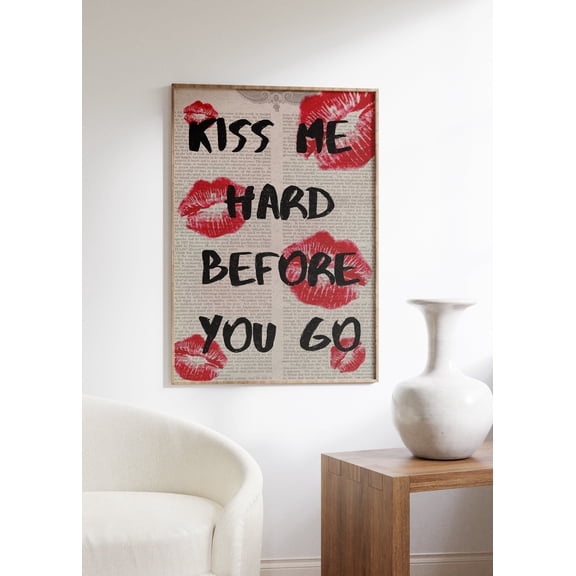 369 Prints kiss Poster, 70S Poster, Red Wall Art, Trendy Wall Art, Hippie Print, Vintage Newspaper Print, Psychedelic Poster, Retro Print, Trippy Art UNFRAMED, 16x24