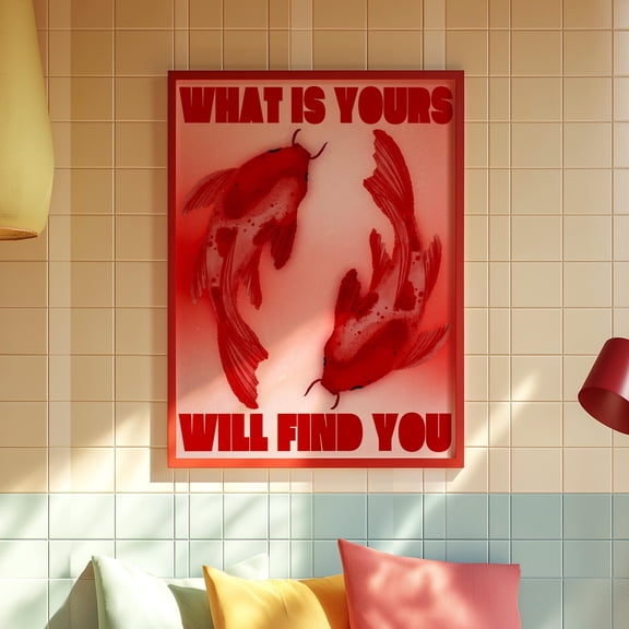 369 Prints koi Poster, 70S Poster, Affirmation Poster, Aesthetic Art, Red Wall Art, Trendy Art Prints, Vintage Poster, Psychedelic Art, Retro Poster UNFRAMED, 24x36