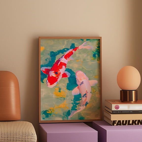 369 Prints koi Poster, Japanese-Inspired Art, Maximalist Poster, Bedroom Wall Decor, Aesthetic Wall Art, Red Wall Art, Trendy Art Print, Retro Wall Art UNFRAMED, 16x24