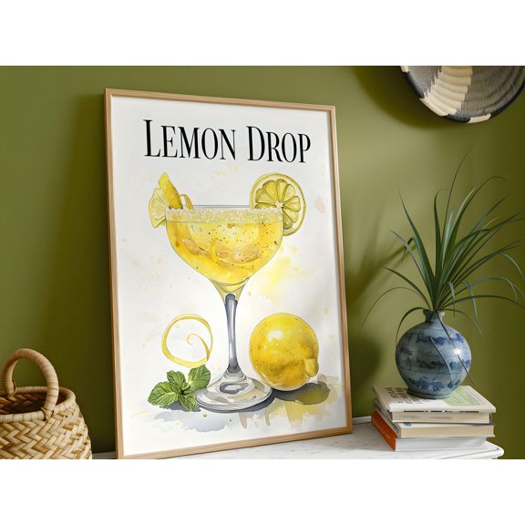 369 Prints lemon Drop Italian Drink Poster -, Ready-To-Hang Wall Art - Handmade, Perfect For Kitchen Decor UNFRAMED, 24x36