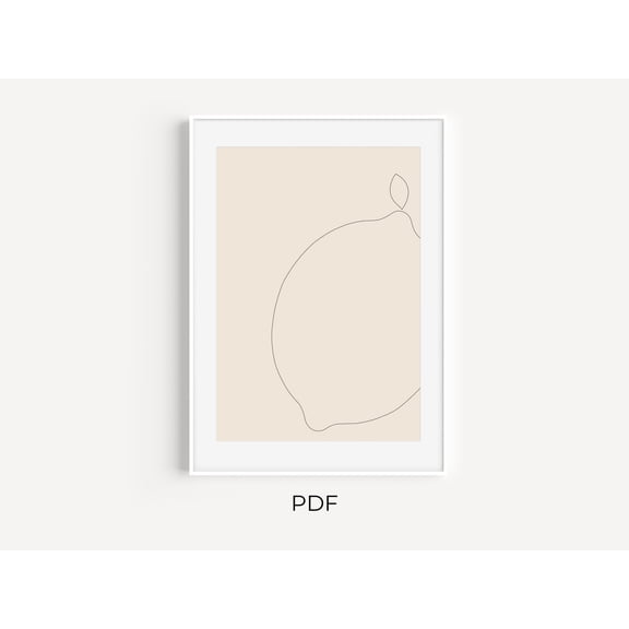 369 Prints lemon No. 2 - Line Art, Citrus Art, Lemon Poster, Simple Fruit Market Print | Instant | Design UNFRAMED, 8x12