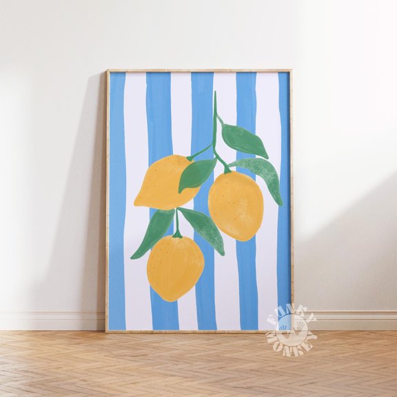 369 Prints lemon Wall Art, Preppy Italian Summer Fruit Print, Trendy Kitchen Print, Retro Food Print, Modern Kitchen Aesthetic UNFRAMED, 8x12