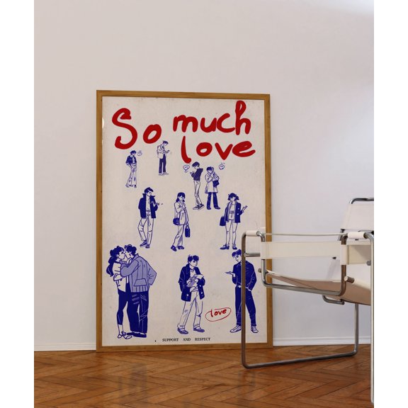 369 Prints love Poster, 70S Wall Print, Red Wall Art, Preppy Poster, Aesthetic Poster, Trendy Wall Art, Psychedelic Art, Retro Print, Trippy Poster UNFRAMED, 16x24