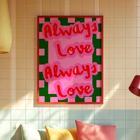 369 Prints love Poster, Typography Poster, Pink Wall Art, Trendy Quote Print, Bedroom Wall Decor, Dopamine Decorclectic Wall Art, Maximalist Poster UNFRAMED, 8x12