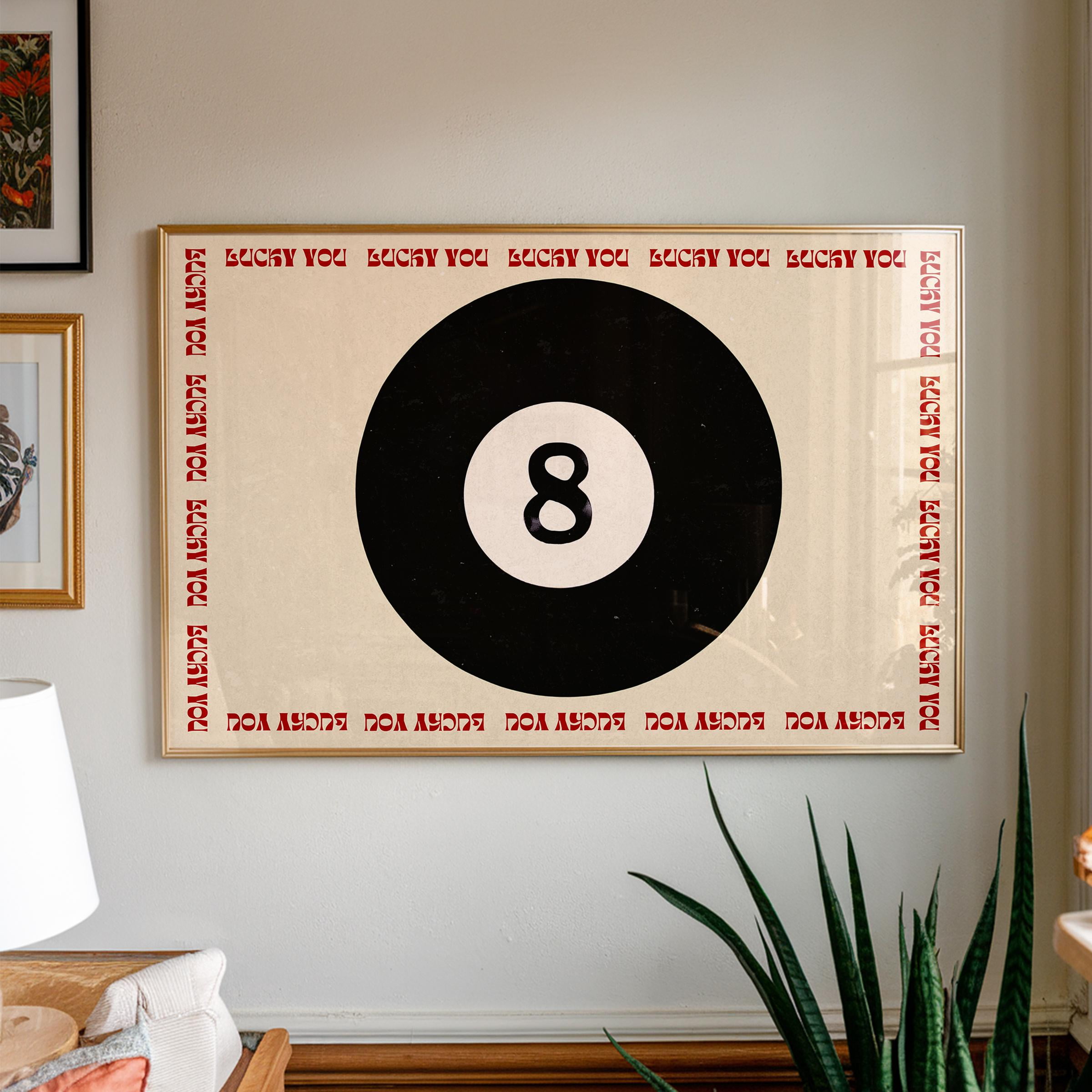369 Prints lucky Eight Pool Ball, Black Wall Art, Retro Poster, Vintage ...