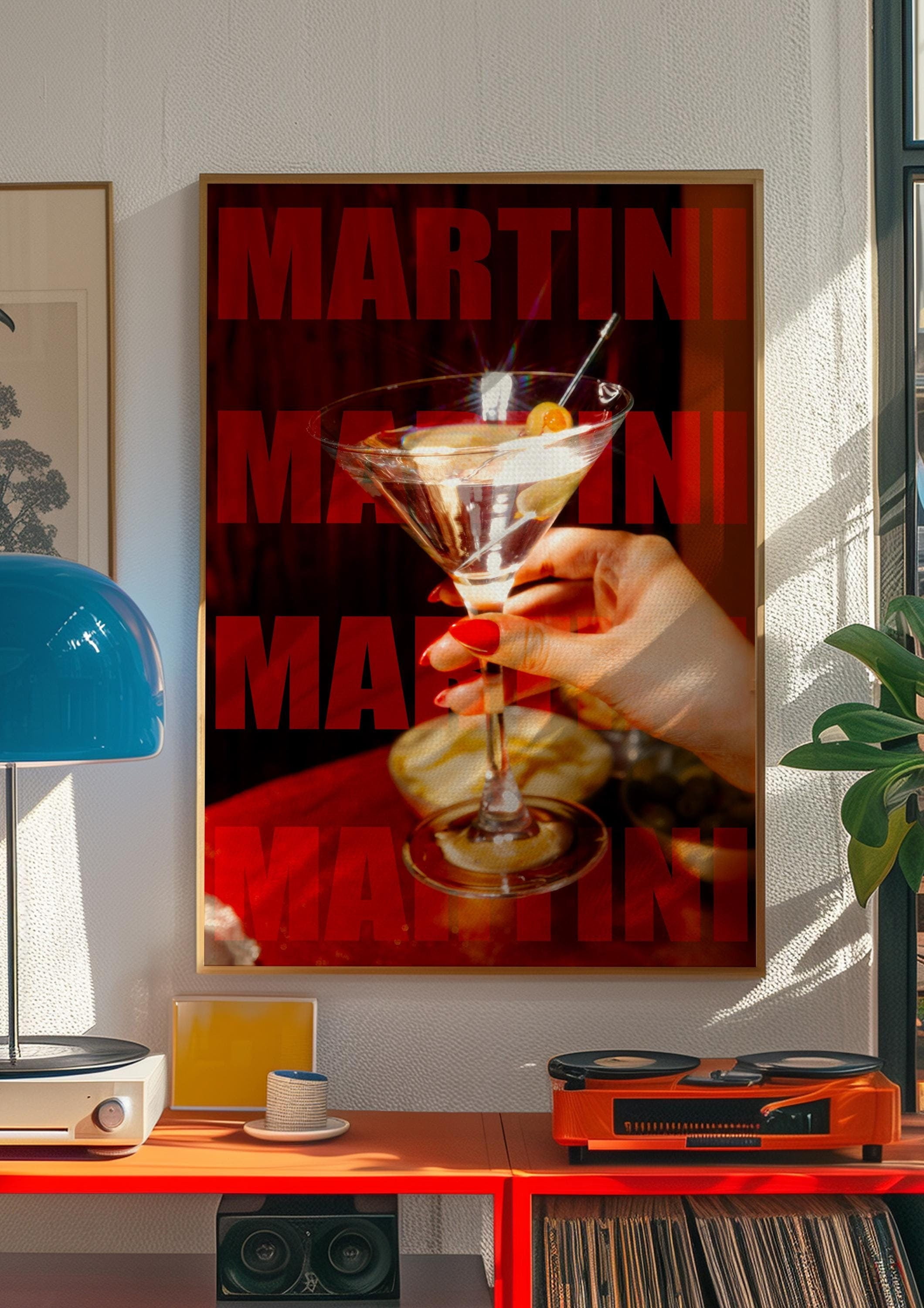 369 Prints martini Poster, Retro Wall Decor, 70S Vibe Poster, Red Wall