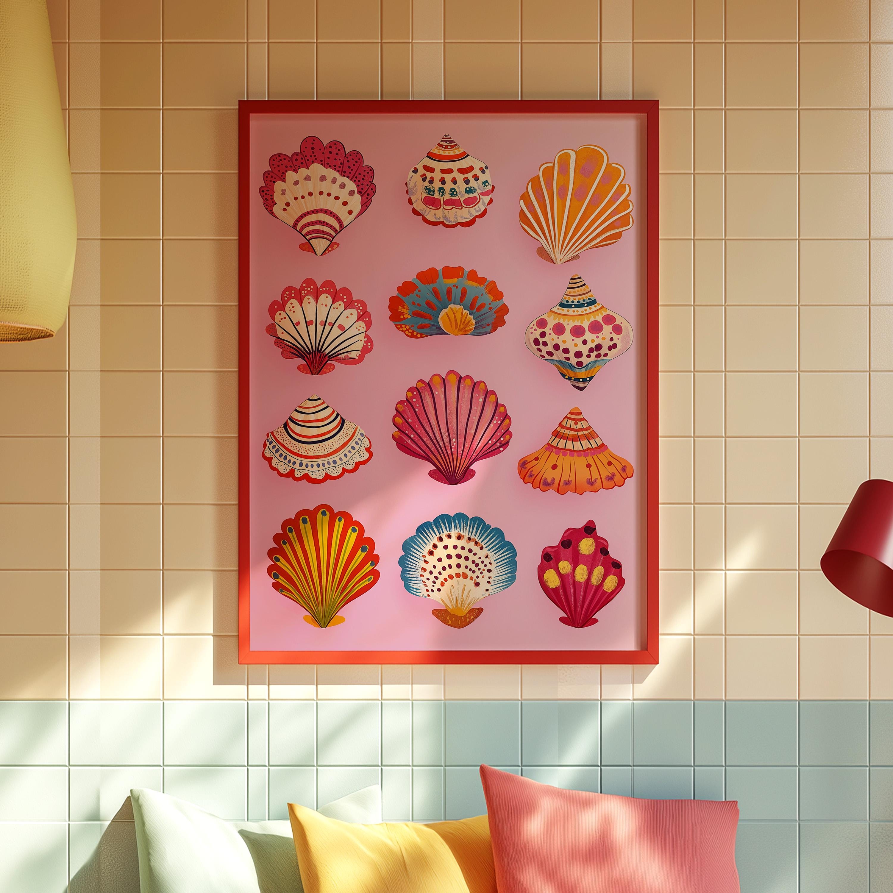 369 Shell 369 Prints maximalist Seashell Wall Art, Bright Nautical Colors ...