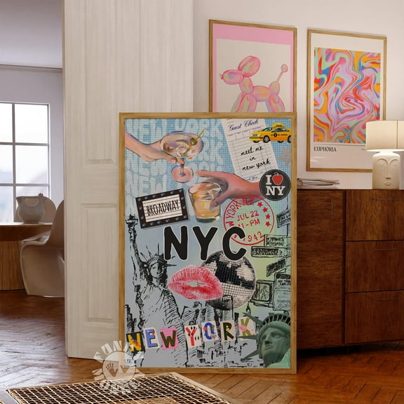 369 Prints new York City Wall Art, Nyc Travel Poster Print, Trendy Maximalist Collage Poster, Dorm Room Decor, Dopamine Print, Prints UNFRAMED, 8x12