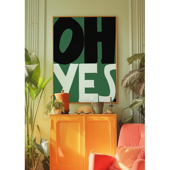 369 Prints oh Yes Poster, Typography Print, Trendy Print, Psychedelic Poster, Aesthetic Print, Retro Poster, Trippy Art, Green Wall Art, Dopamine Decor UNFRAMED, 8x12