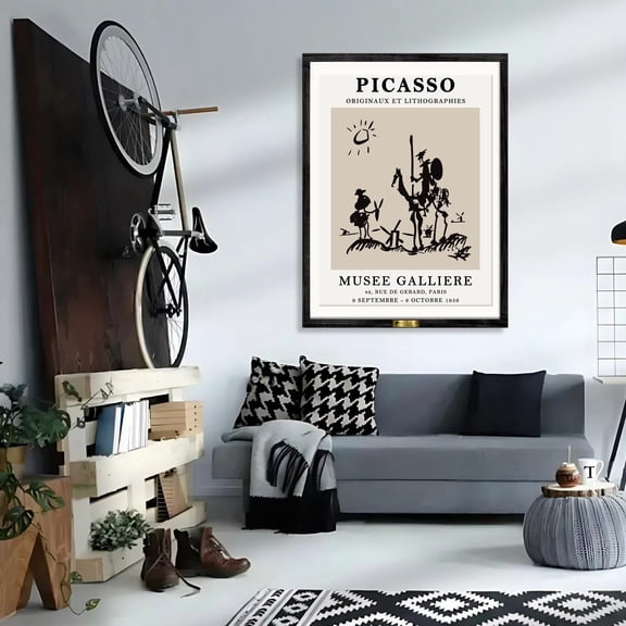 369 Prints picasso Don Quixote Exhibition Poster | Vintage Paris Art Print | Musée Galliere 1956 | Black & White Minimalist Wall Decor UNFRAMED, 8x12