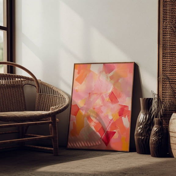 369 Prints pink Abstract Wall Art, Pink Red Orange Poster, Brush Stroke Art, Bright Modern Contemporary Colourful Wall Decor UNFRAMED, 16x24