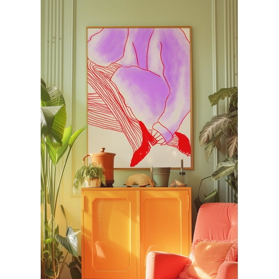 369 Prints red Line Art Poster, 70S Wall Print, Red Wall Art, Trendy Woman Poster, Shoes Poster, Psychedelic Wall Art, Retro Print, Trippy Wall Art UNFRAMED, 8x12