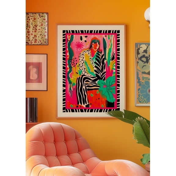 369 Prints red Wall Art, Maximalist Wall Art, Dopamine Decor, Woman Poster, Psychedelic Wall Art, Aesthetic Print, Trippy Wall Art, Preppy Poster UNFRAMED, 12x18
