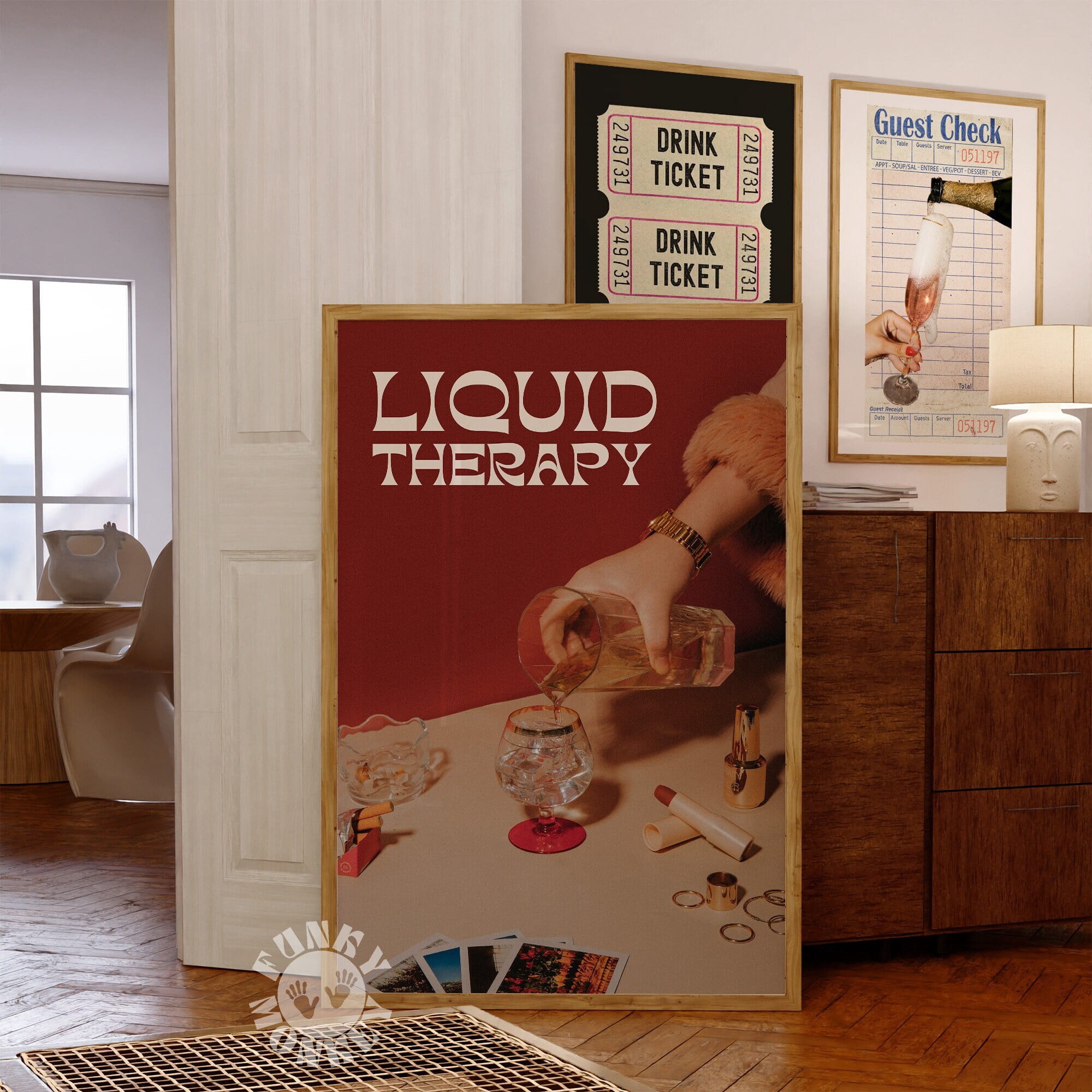 369 Prints retro Bar Cart Art Print, 70S Style Bar Cart Decor, Liquid ...