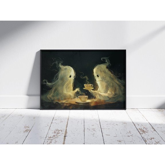 369 Prints retro Ghost Coffee Little Ghosts | Cute Spooky Halloween Ghost Coffee Bar Kitchen Wall Art | UNFRAMED, 8x12