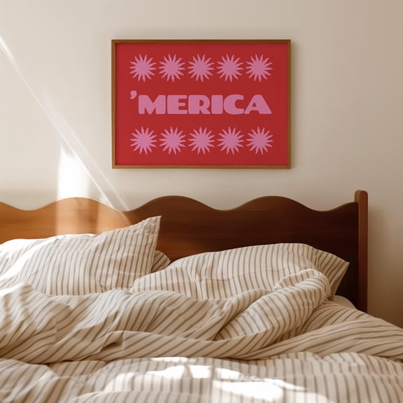 369 Prints retro 'Merica Print Independence Day Art Fourth Of July Poster Bold Typography Wall Art Patriotic Decor UNFRAMED, 24x36