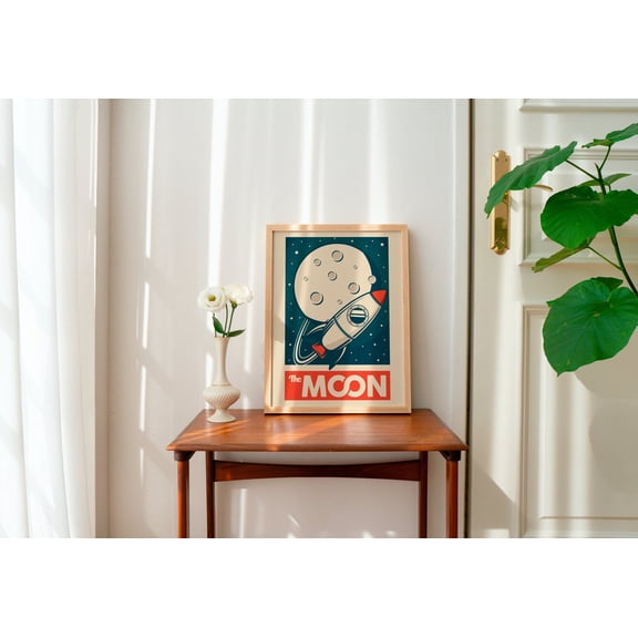 369 Prints retro Moon Print, Space Print, Retro Wall Print, Retro Wall Decor, Art, Prints, Wall Print, Moon Print UNFRAMED, 12x18