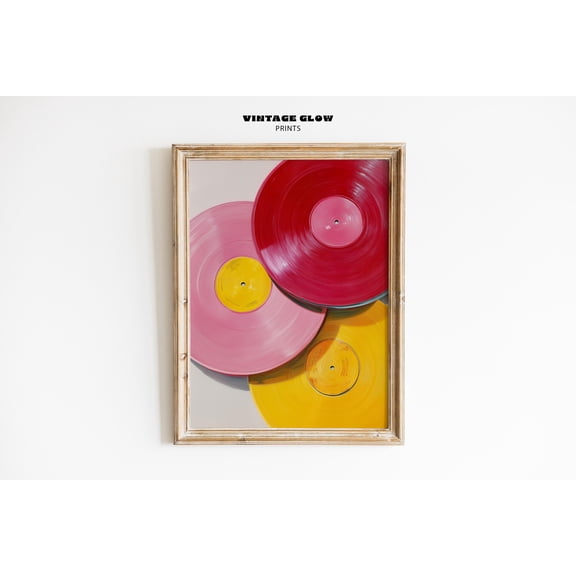 369 Prints retro Vinyl Record Wall Art Print | Pink Orange Red Y2K Decor | Trendy Girly Pastel | Music Poster | #V211 UNFRAMED, 8x12