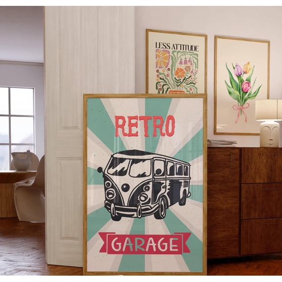 369 Prints retro Wall Art, Van Wall Print, Retro Garage Print Wall Decor, Art, Retro Poster, Trendy Print, Trip Poster UNFRAMED, 12x18