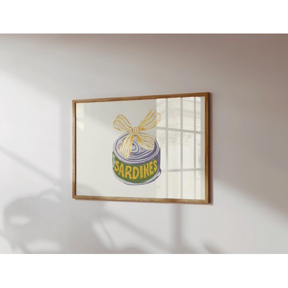 369 Prints sardines Print Trendy Kitchen Wall Art Tinned Fish Poster Preppy Kitchen Decor Coquette Bow Poster UNFRAMED, 16x24