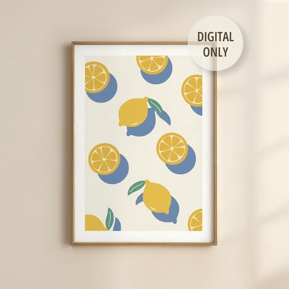 369 Prints sunny Citrus Kitchen Art Print | Fresh Lemon Pattern | Modern Wall Decor | Summer Home Gift | Minimalist Kitchen Decor | Print UNFRAMED, 8x12
