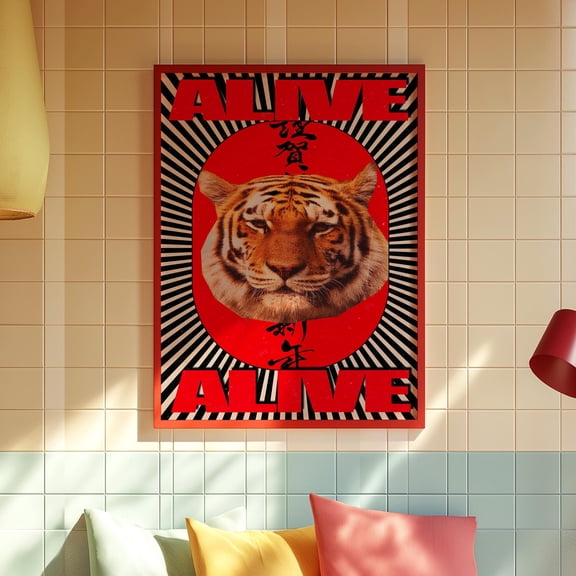 369 Prints tiger Poster, 70S Poster, Affirmation Poster, Aesthetic Art, Red Wall Art, Trendy Art Prints, Vintage Poster, Psychedelic Art, Retro Poster UNFRAMED, 16x24