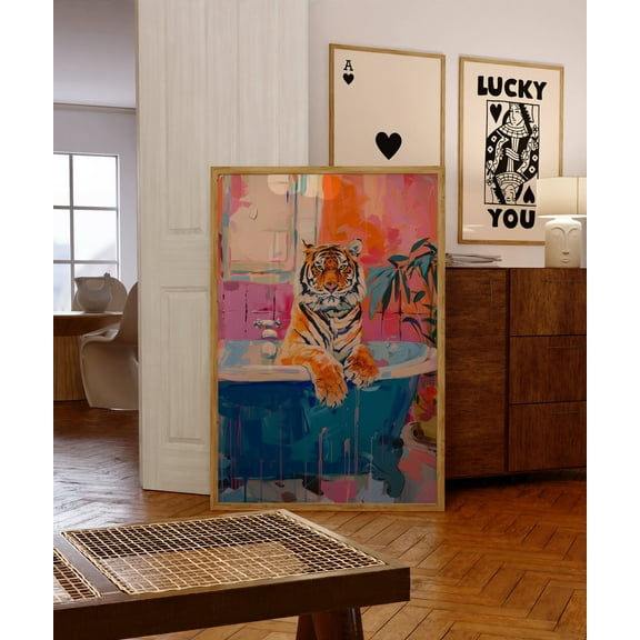 369 Prints tiger Poster, Bathroom Wall Sets, Funny Jungle Animal Prints, Maximalist Quirky Decorclectic Bold Art, Playful Toilet Humor Poster Trio UNFRAMED, 8x12