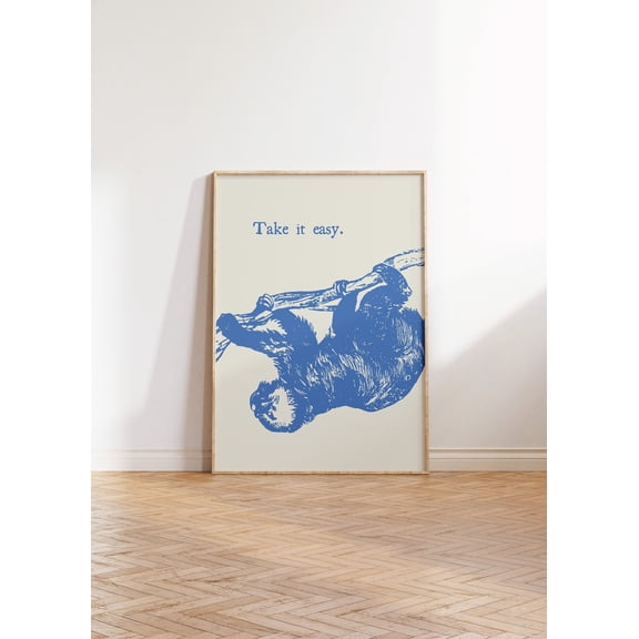369 Prints trendy Sloth Print Positive Vibes Art Print Blue Animal Poster Relax Poster Good Vibes Print Aesthetic Dorm Decor UNFRAMED, 12x18
