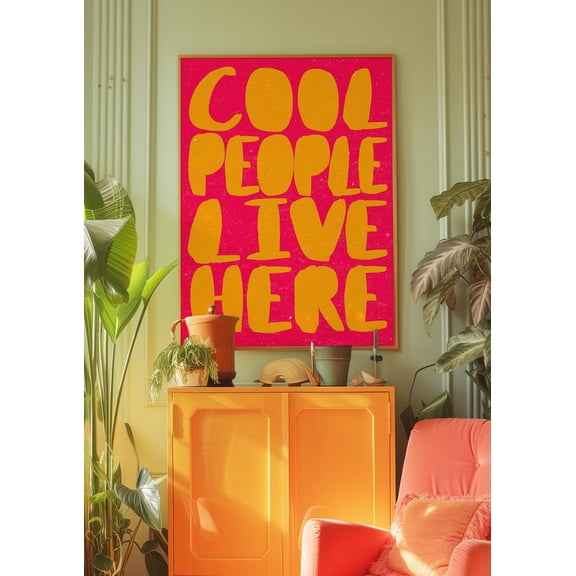 369 Prints typography Print, Cool People Live Here, 70S Print, Trendy Wall Art, Psychedelic Poster, Aesthetic Print, Vintage Poster, Trippy Wall Art UNFRAMED, 24x36