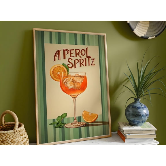 369 Prints vintage Aperol Spritz Poster - Wall Art - Stylish Bar Decor - Handmade Gift Idea UNFRAMED, 8x12