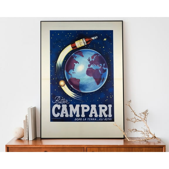 369 Prints vintage Campari Space Poster, Art Nouveau French Print, Retro Advertising Poster, Cool Illustration Poster UNFRAMED, 8x12