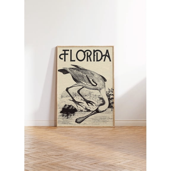 369 Prints vintage Florida Poster American White Ibis Print Florida Wall Art Florida Art Print Home State Art Florida Decor UNFRAMED, 12x18