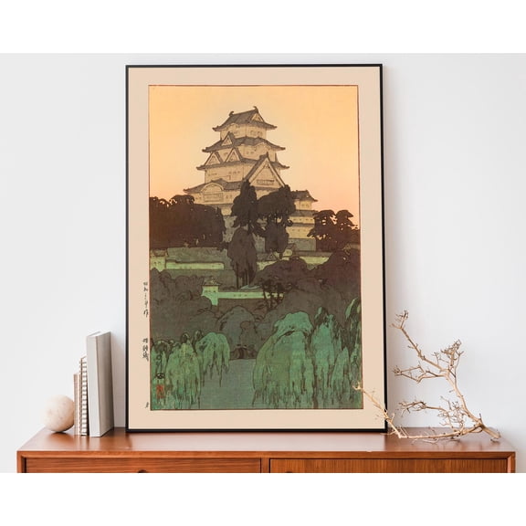 369 Prints vintage Japanese Print, Himeji Castle, Woodblock Art, Japandi Decor, Traditional Japanese Art UNFRAMED, 12x18
