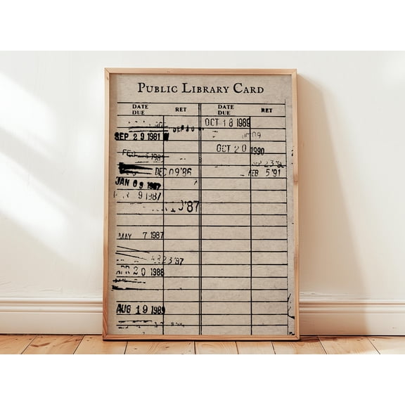 369 Prints vintage Library Card Print | Wall Art, Book Lover Gift, Reading Nook Decor, Rustic Bookish Poster, Librariancore UNFRAMED, 8x12