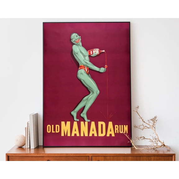 369 Prints vintage Old Manada Rum Poster, Retro Advertisement, Bar Wall Art UNFRAMED, 8x12