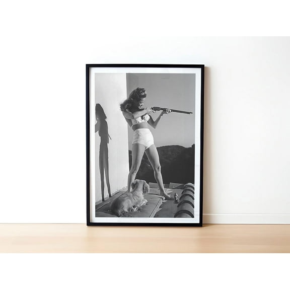 369 Prints vintage Pin-Up Style Woman With Gun Print, Retro Glamour Photography Wall Artmpowering Art For Home Or Office Decor, Perfect Gift UNFRAMED, 12x18
