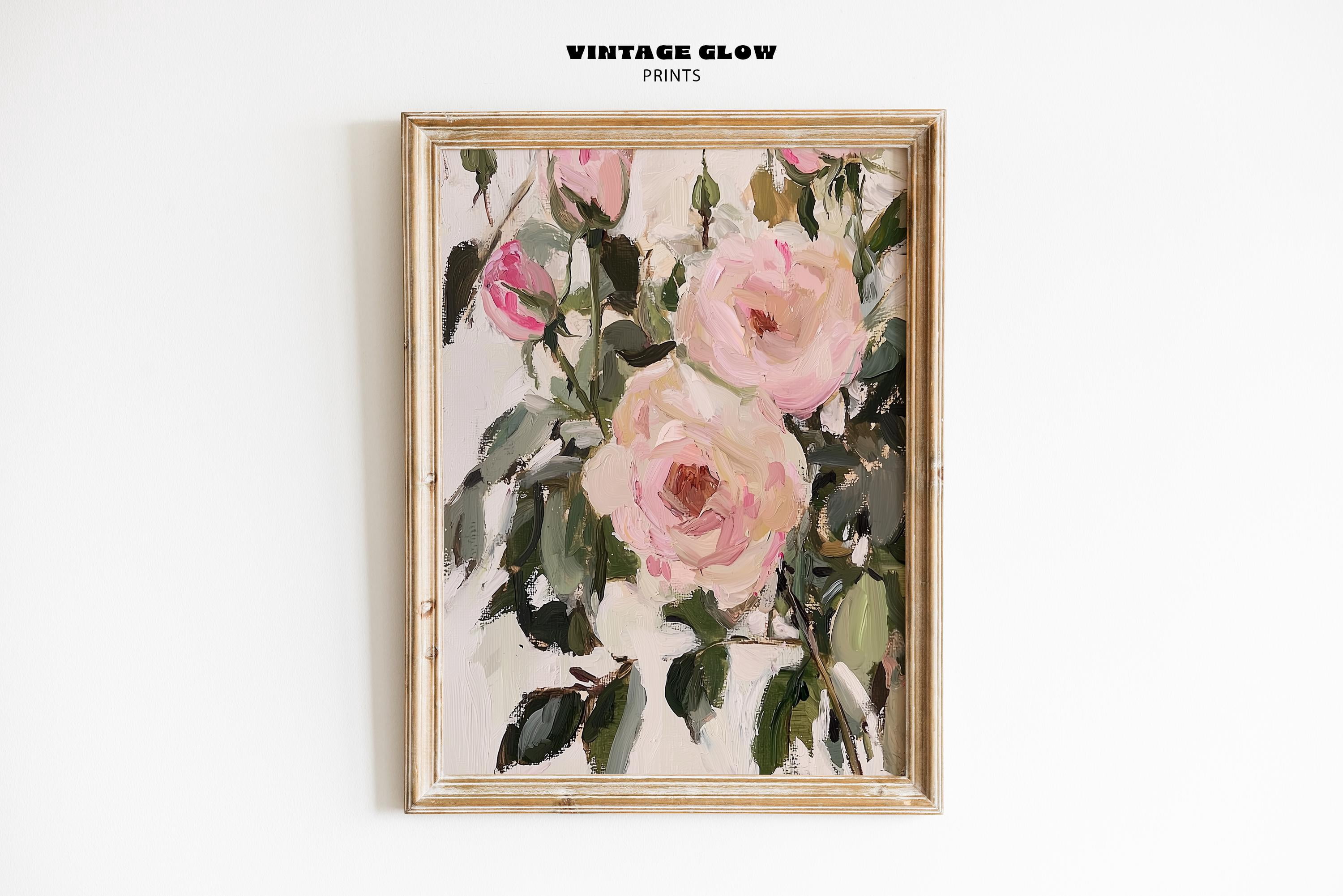 369 Prints vintage Pink Roses Still Life Print | Floral Farmhouse Wall ...