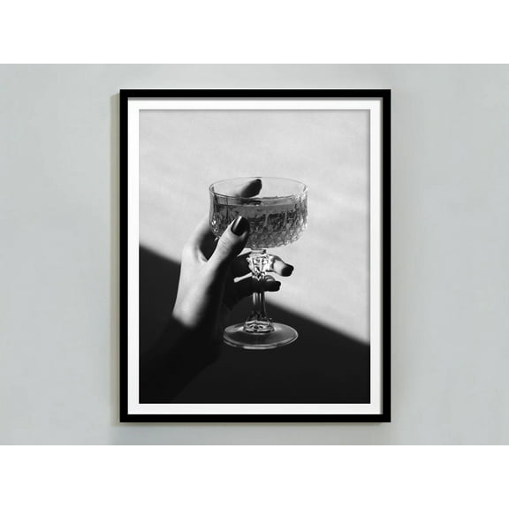 369 Prints wine Glass Poster, Bar Cart Print, Black And White, Wall Art, Cocktail Print, Home Bar Decor, Dining Room Wall Art, Instant UNFRAMED, 16x24