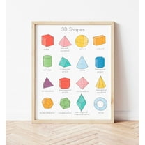 369 Prints 3D Shapes Poster Vibrant Rainbow Math Classroom Decor Homeschool Educational Poster Montessori Playroom Nursery Print Learning Art UNFRAMED, 8x12