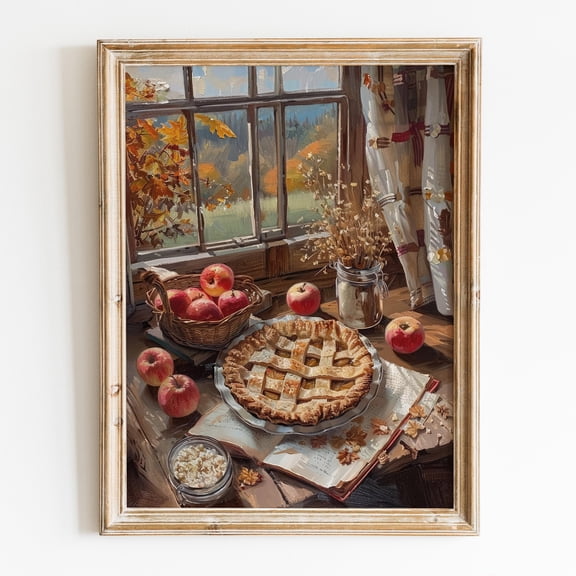 369 Prints apple Pie Vintage Wall Art, Girly Fall Home Decor, Cozy Autumn Prints, Kitchen Wall Art, Thanksgiving Pie Poster UNFRAMED, 8x12