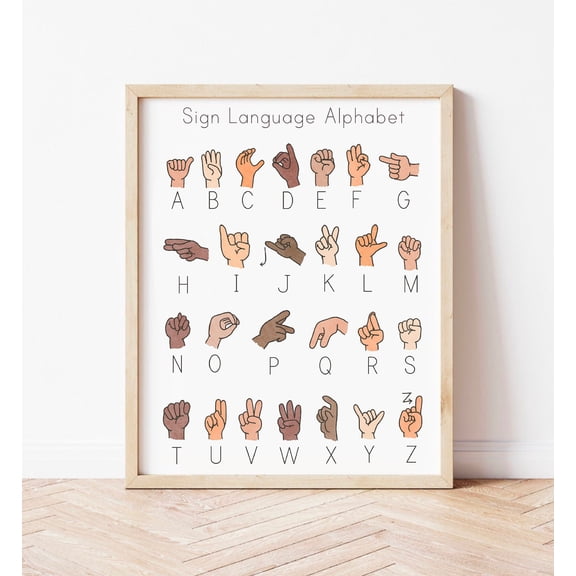369 Prints asl Sign Language Alphabet Poster Homeschool Classroom Decor Kindergarten Pre-K Educational Posters Special Education Nursery Wall Art UNFRAMED, 8x12