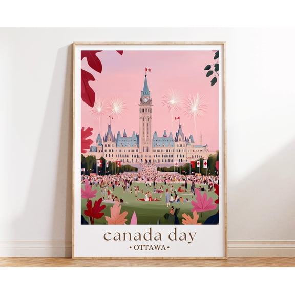 369 Prints canada Day Ottawa Art Print, Parliament Hill Poster, Illustrated National Celebration Decor UNFRAMED, 12x18