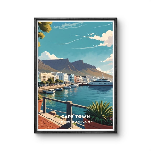 369 Prints cape Town Vintage Poster, South Africa - Stunning Waterfront & Table Mountain Artwork - South Africa Travel Poster UNFRAMED, 16x24
