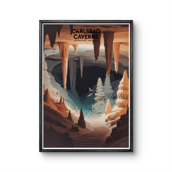 369 Prints carlsbad Caverns Poster, New Mexico National Park Print, Cave Landscape Wall Art, Stalactite Stalagmite Vintage Decor, Travel Poster UNFRAMED, 12x18