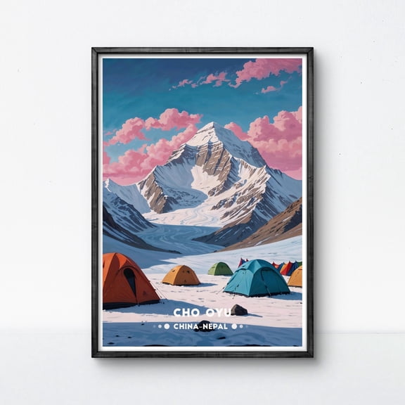 369 Prints cho Oyu Poster | Stunning Mountain Wall Art, Adventure Decor, Nature Photography Print, Home Office Decor, Gift For Climbers & Travelers UNFRAMED, 12x18