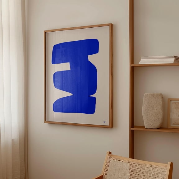 369 Prints cobalt Blue Abstract Wall Art, Organic Shapes Minimalist Poster, Contemporary Art Print, Mid Century Modern Print, Modern UNFRAMED, 8x12