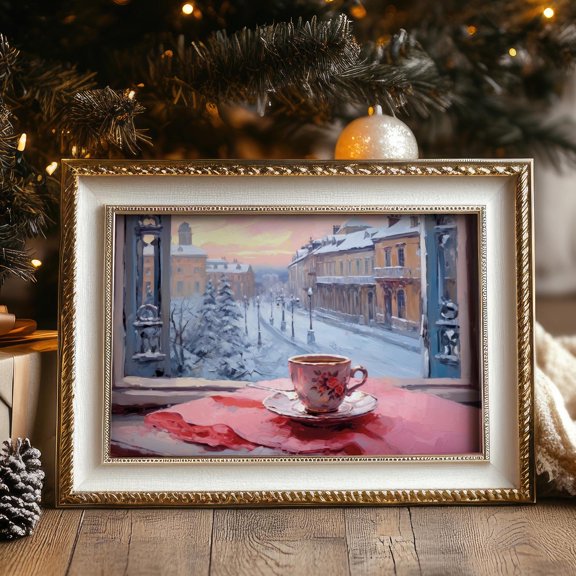 369 Prints coffee And Winter Landscape Wall Art, Vintage Winter, Preppy Room Decor, Girly Coffee Kitchen Wall Art UNFRAMED, 8x12