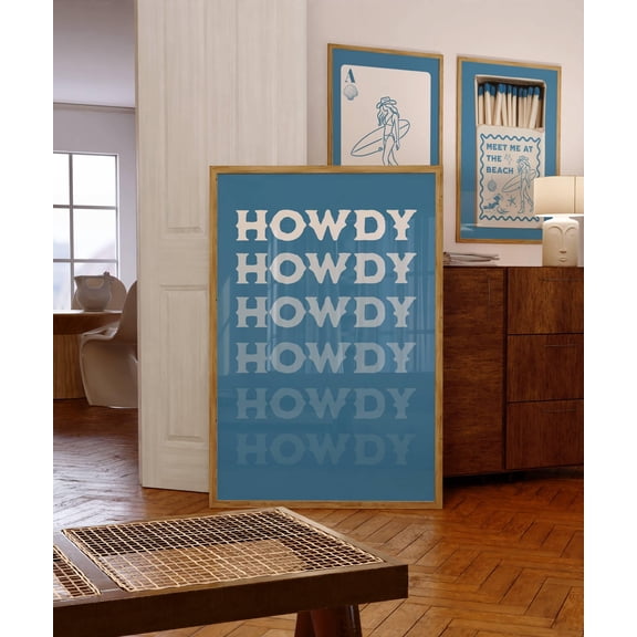 369 Prints cowgirl Howdy Tile Typographic Poster, Coastal Cowgirl Western Wall Decor, Southwestern Cowboy Cowgirl Girly Country Poster Gift UNFRAMED, 8x12